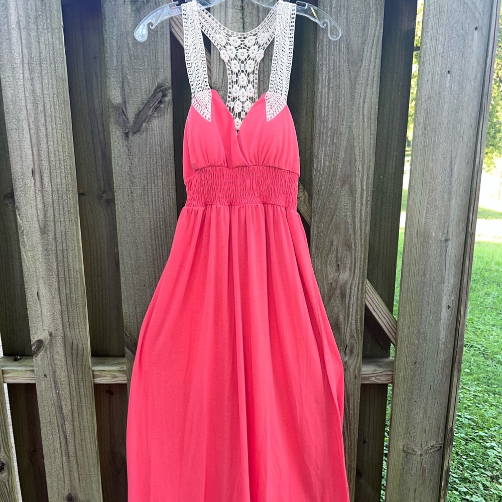 Sequin Hearts Coral maxi dress - Picture 1 of 6
